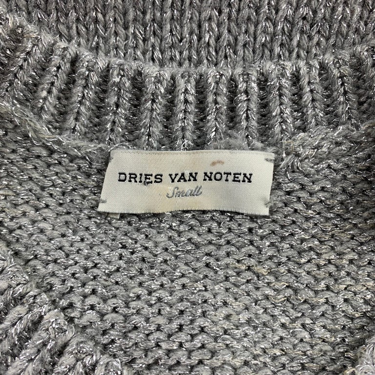 DRIES VAN NOTEN Size S Silver Knitted Geometric Wool Blend Vest at 1stDibs