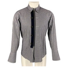 DRIES VAN NOTEN Size S White Navy Red Checkered Cotton Jacket