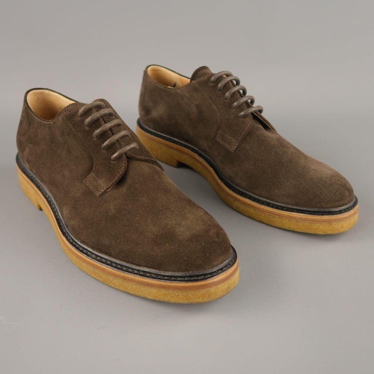 DRIES VAN NOTEN Size US 7 Brown Solid Suede Crepe Sole Lace  display picture 2