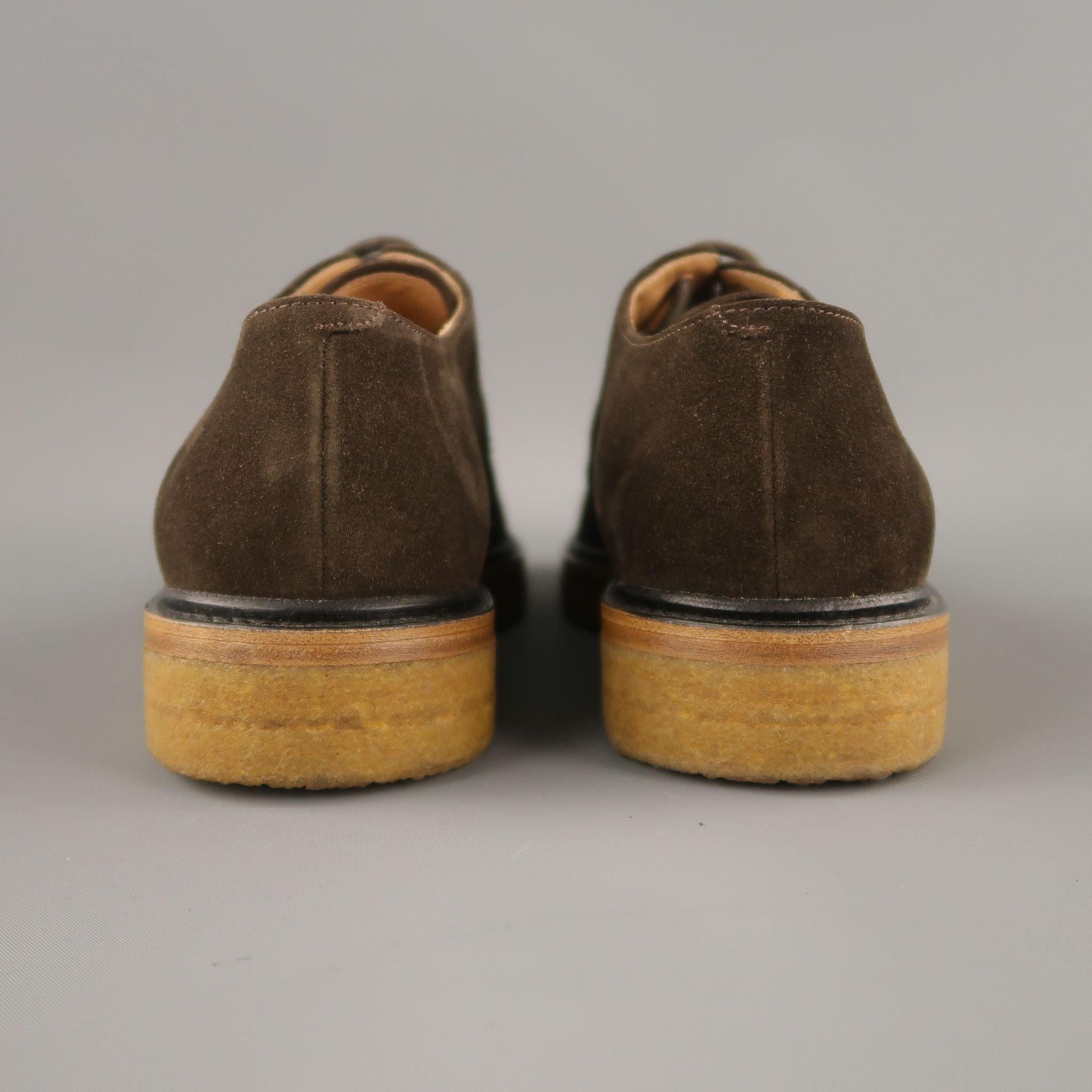 DRIES VAN NOTEN Größe US 7 Brown Solid Suede Crepe Sole Lace Up Schuhe im Angebot 2