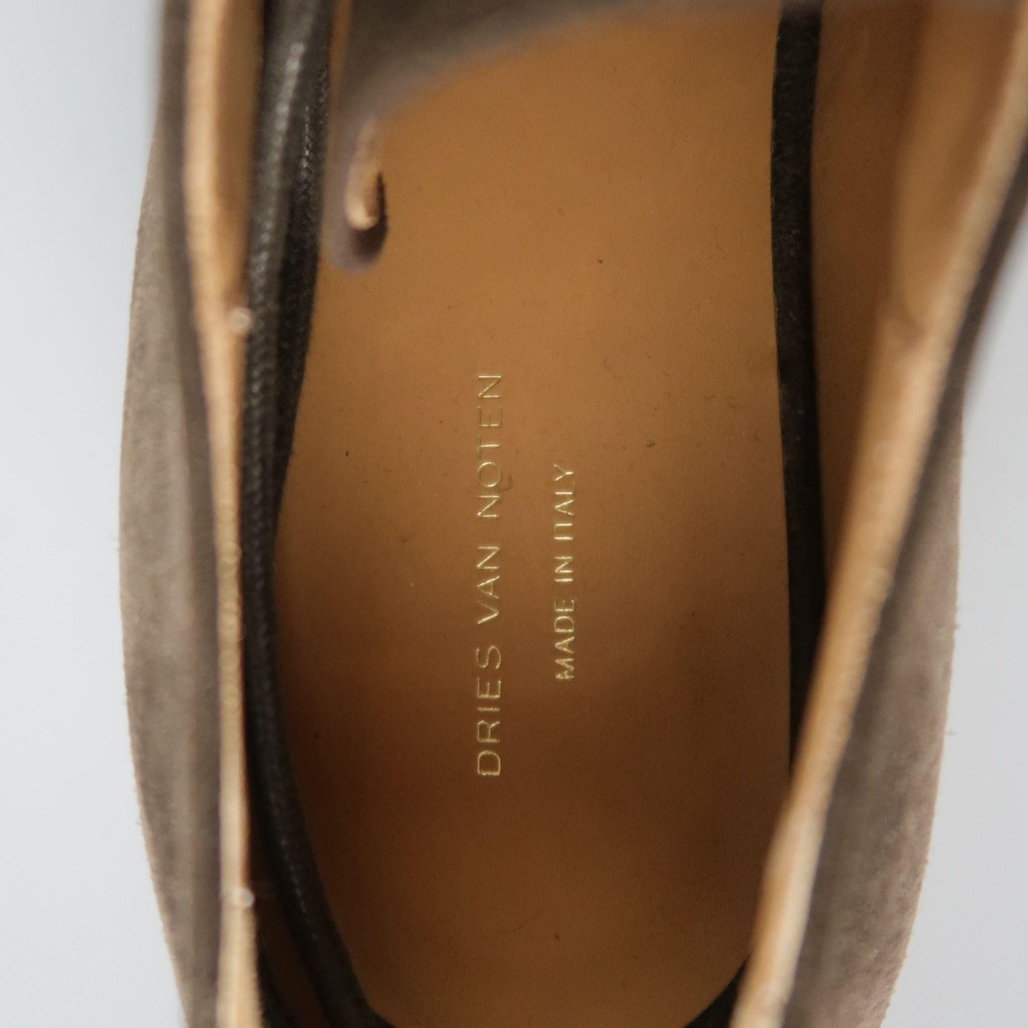 DRIES VAN NOTEN Größe US 7 Brown Solid Suede Crepe Sole Lace Up Schuhe im Angebot 3