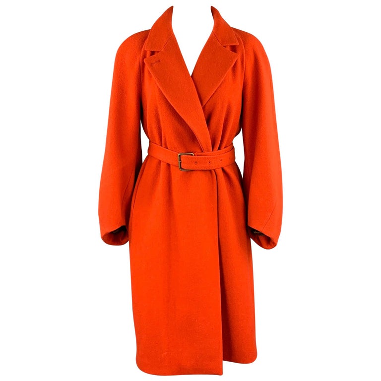 DRIES VAN NOTEN Size US 8 / FR 40 Orange Wool Notch Lapel Coat at 1stDibs