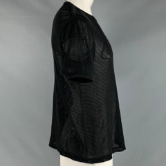 DRIES VAN NOTEN Size XL Black Mesh Cotton Crew-Neck T-shirt