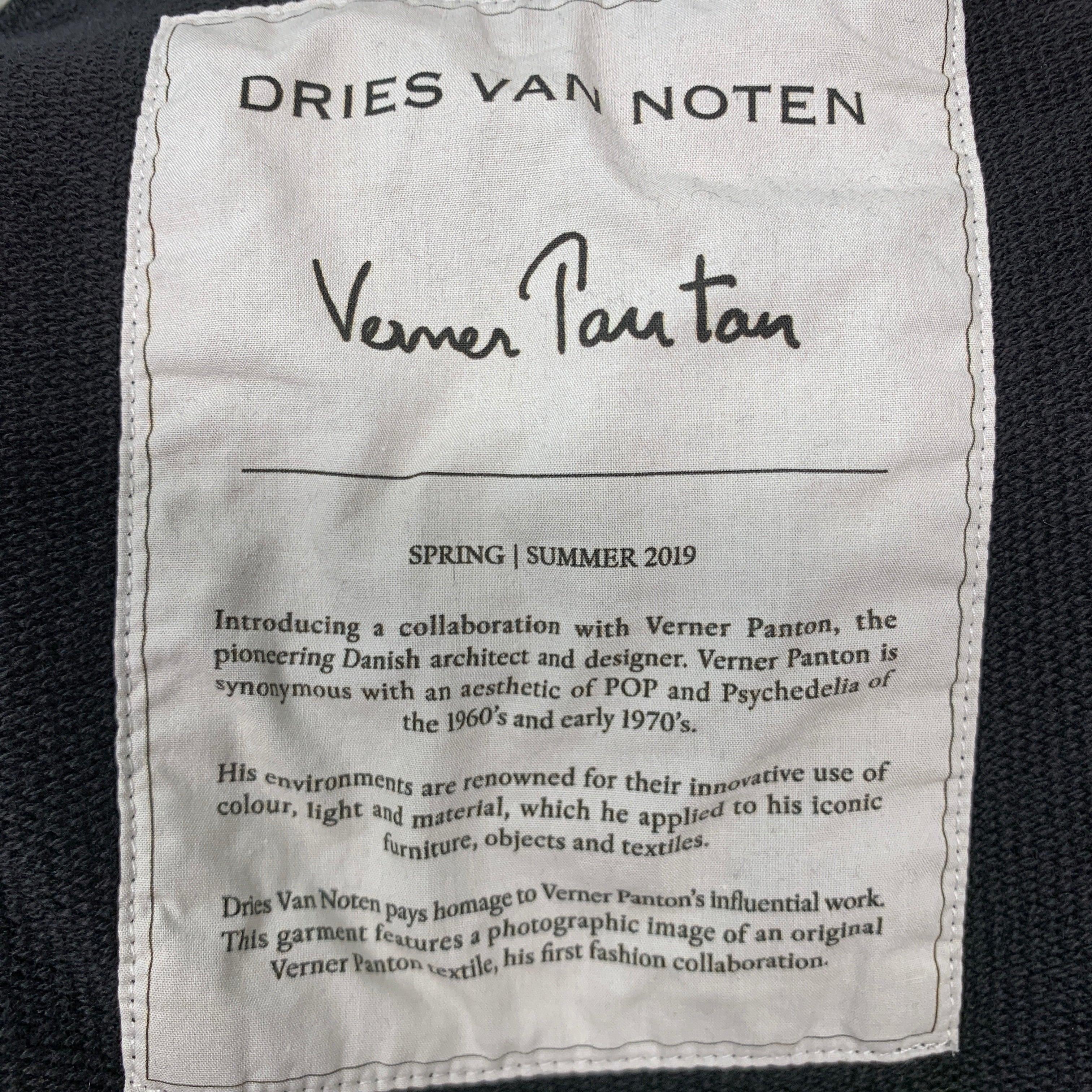 DRIES VAN NOTEN Size XL Black Multi Color Cotton Jacket For Sale 2