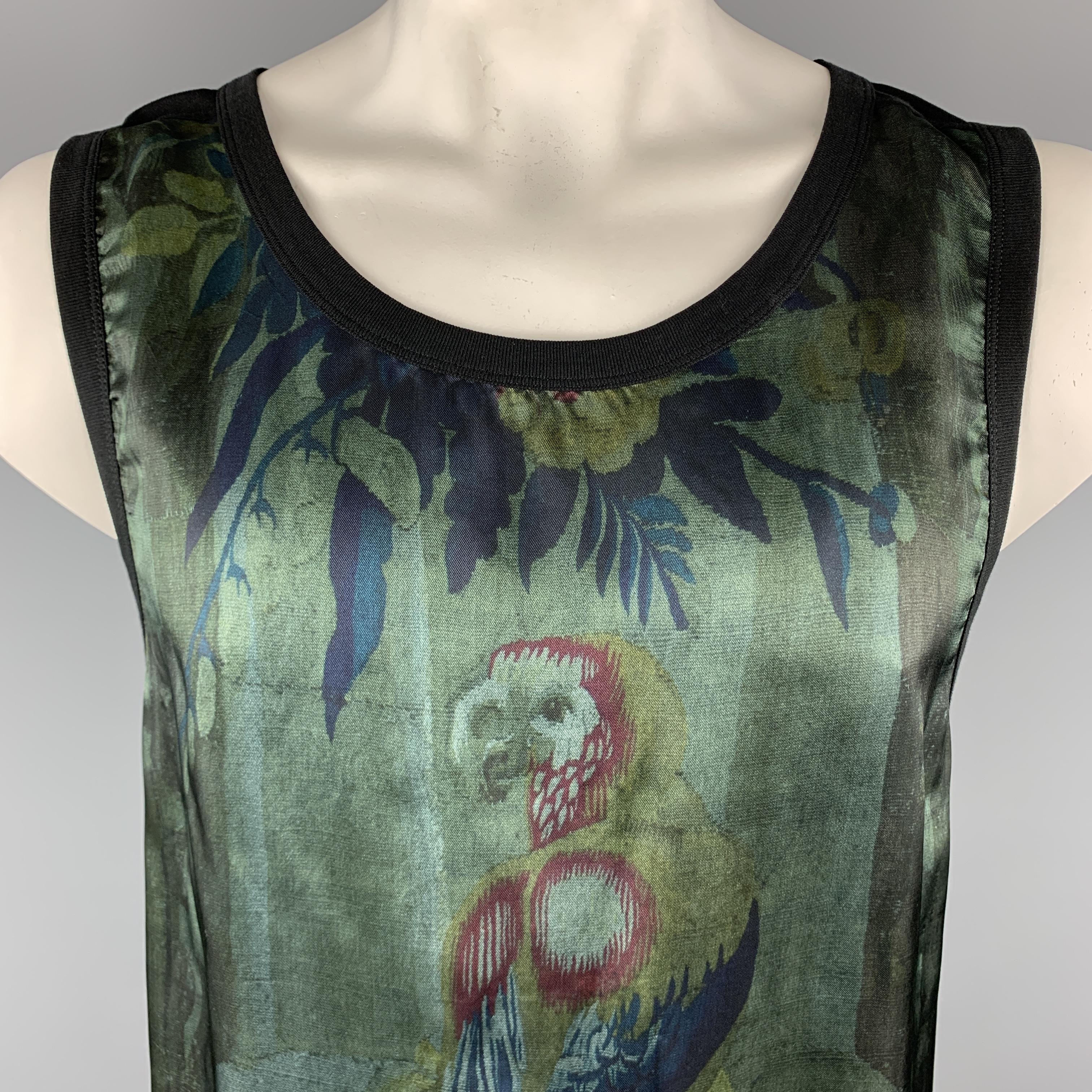 DRIES VAN NOTEN Tank Top comes in black and multi-color tones in a cotton/viscose material, with a 