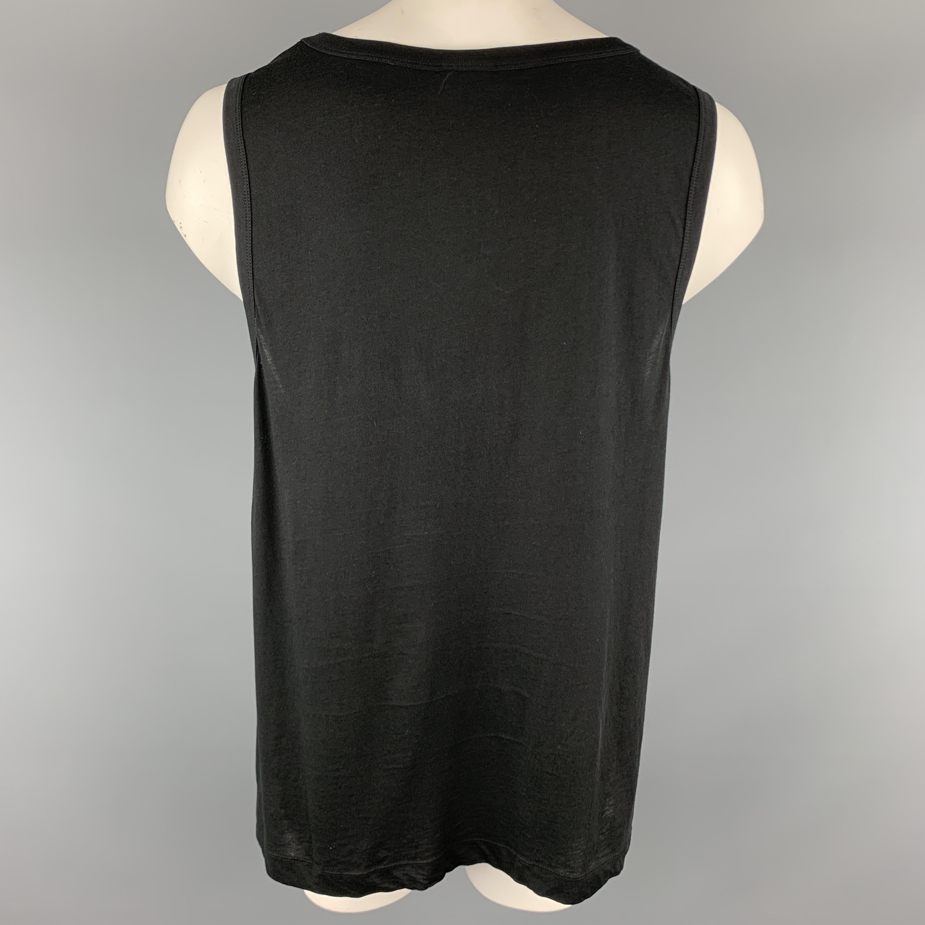 Men's DRIES VAN NOTEN Size XL Black & Multi-Color Print Cotton / Viscose Tank Top