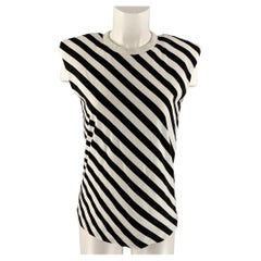 Dries van Noten Taglia XS Top casual a righe in cotone bianco e nero