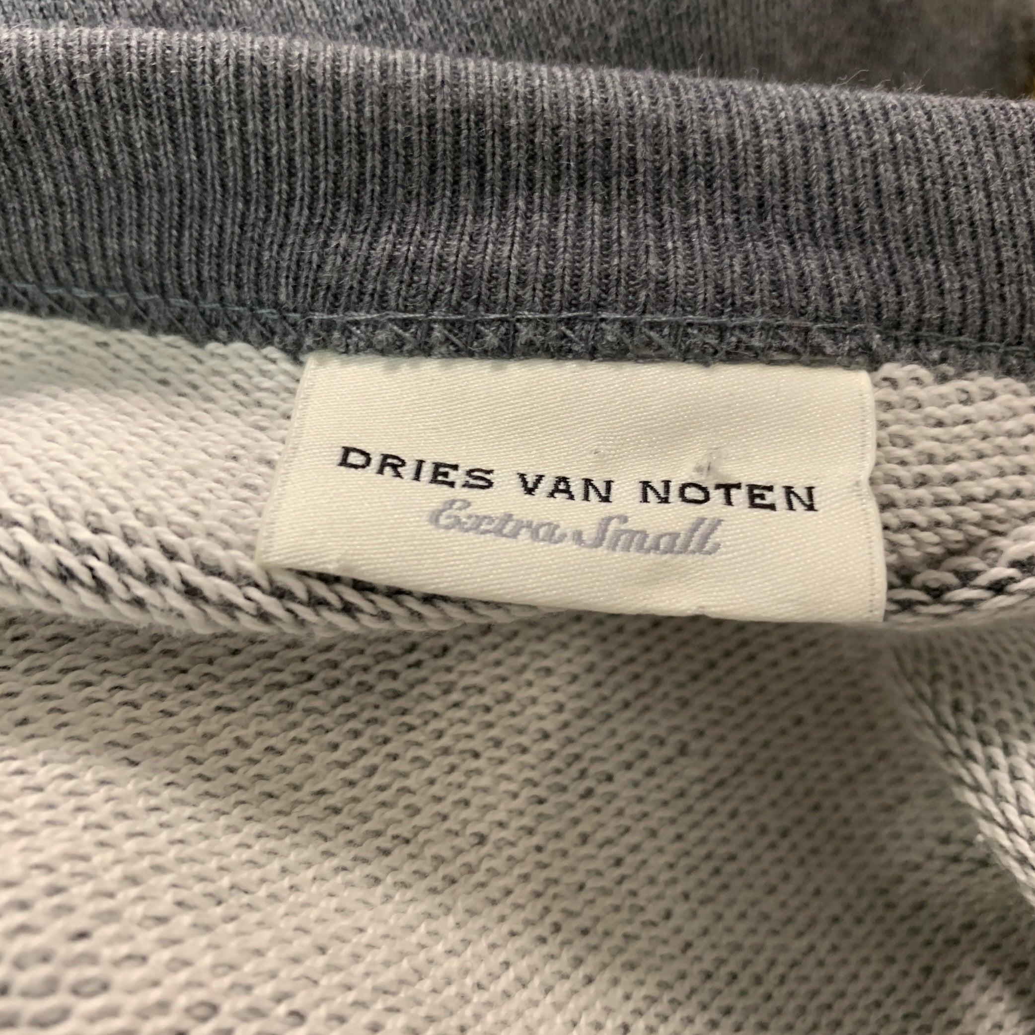 DRIES VAN NOTEN Size XS Gray Brown Cotton Animal Crew-Neck Sweater For Sale 1