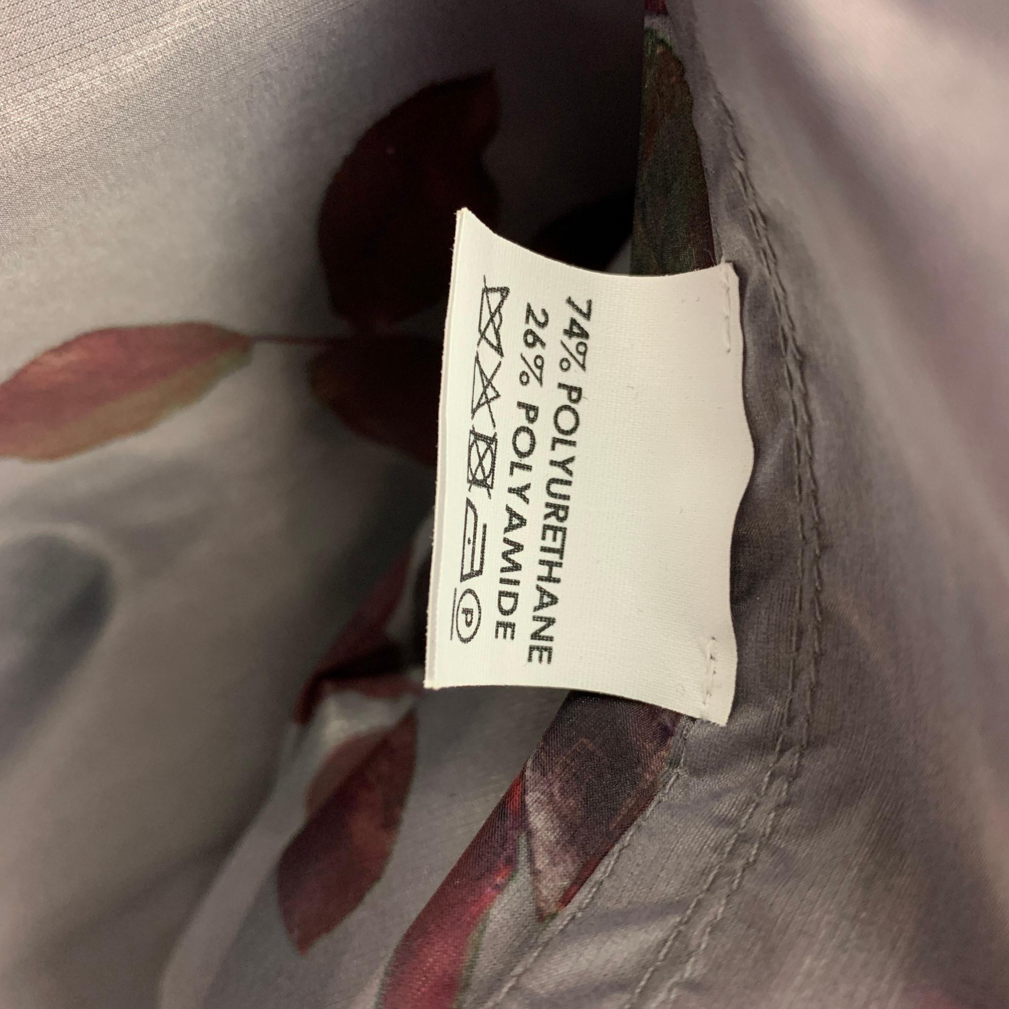 Women's DRIES VAN NOTEN Size XS Grey & Pink Floral Polyurethane Bend Belted Trench Coat