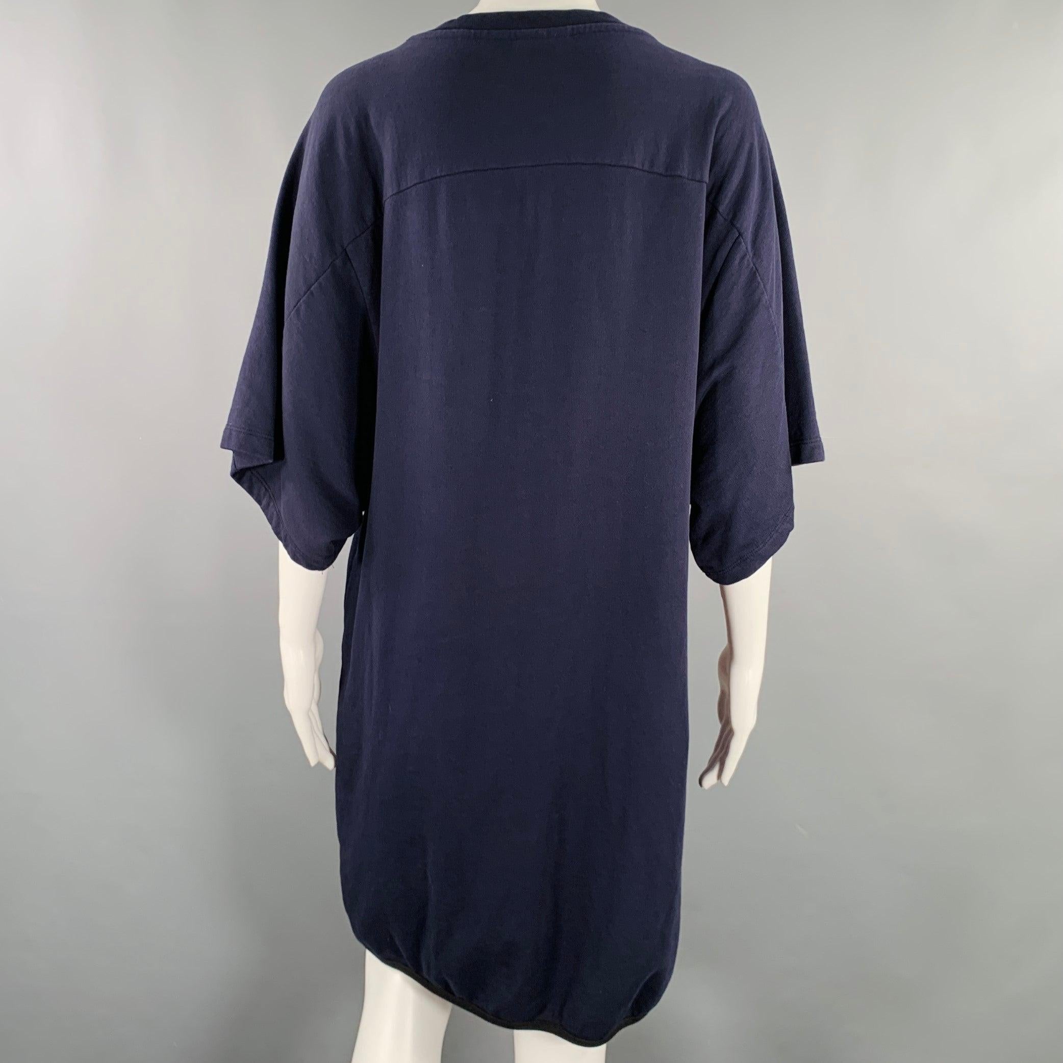 De las mujeres DRIES VAN NOTEN Talla XS Azul marino Negro Vestido asimétrico de punto de contraste de algodón en venta