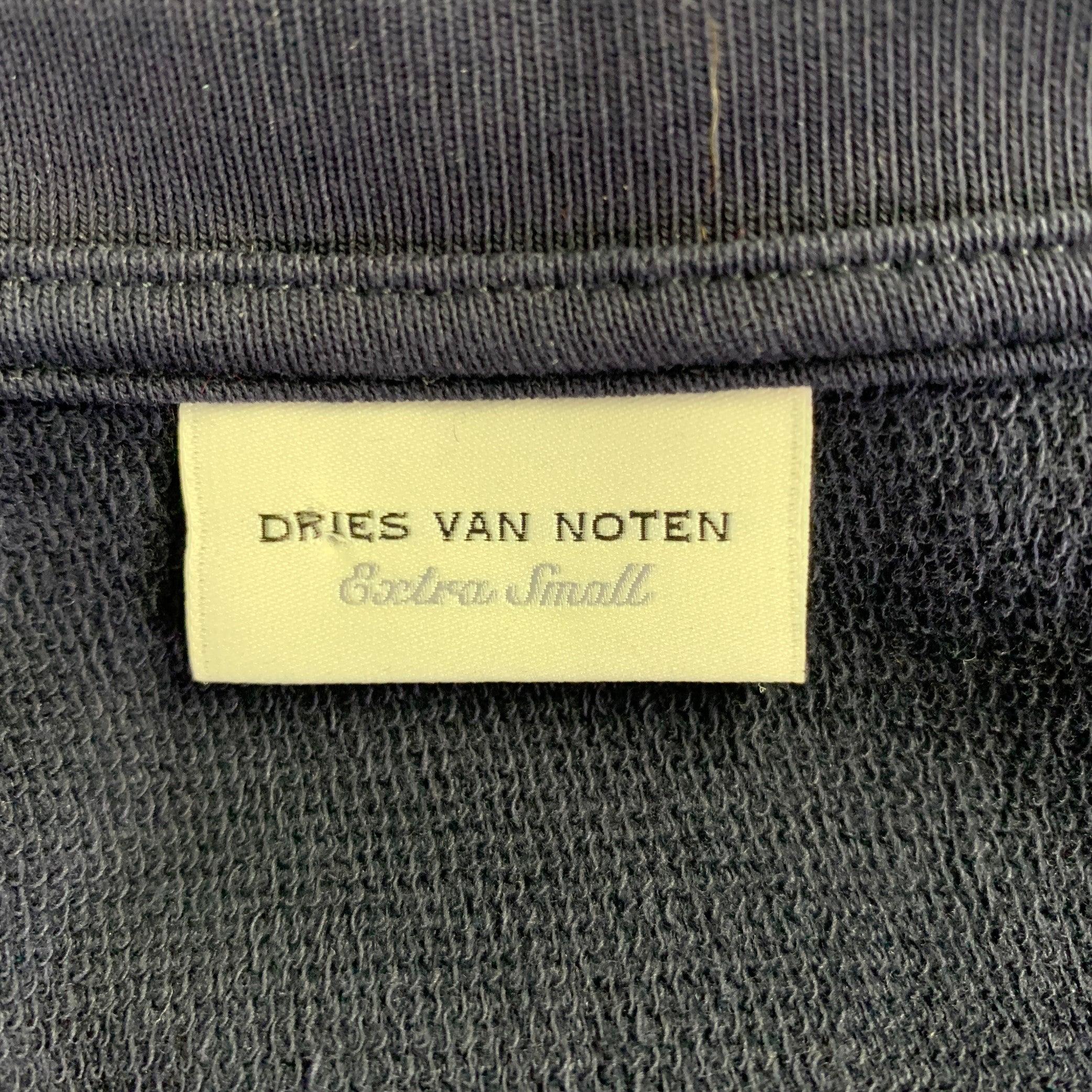DRIES VAN NOTEN Talla XS Azul marino Negro Vestido asimétrico de punto de contraste de algodón en venta 1