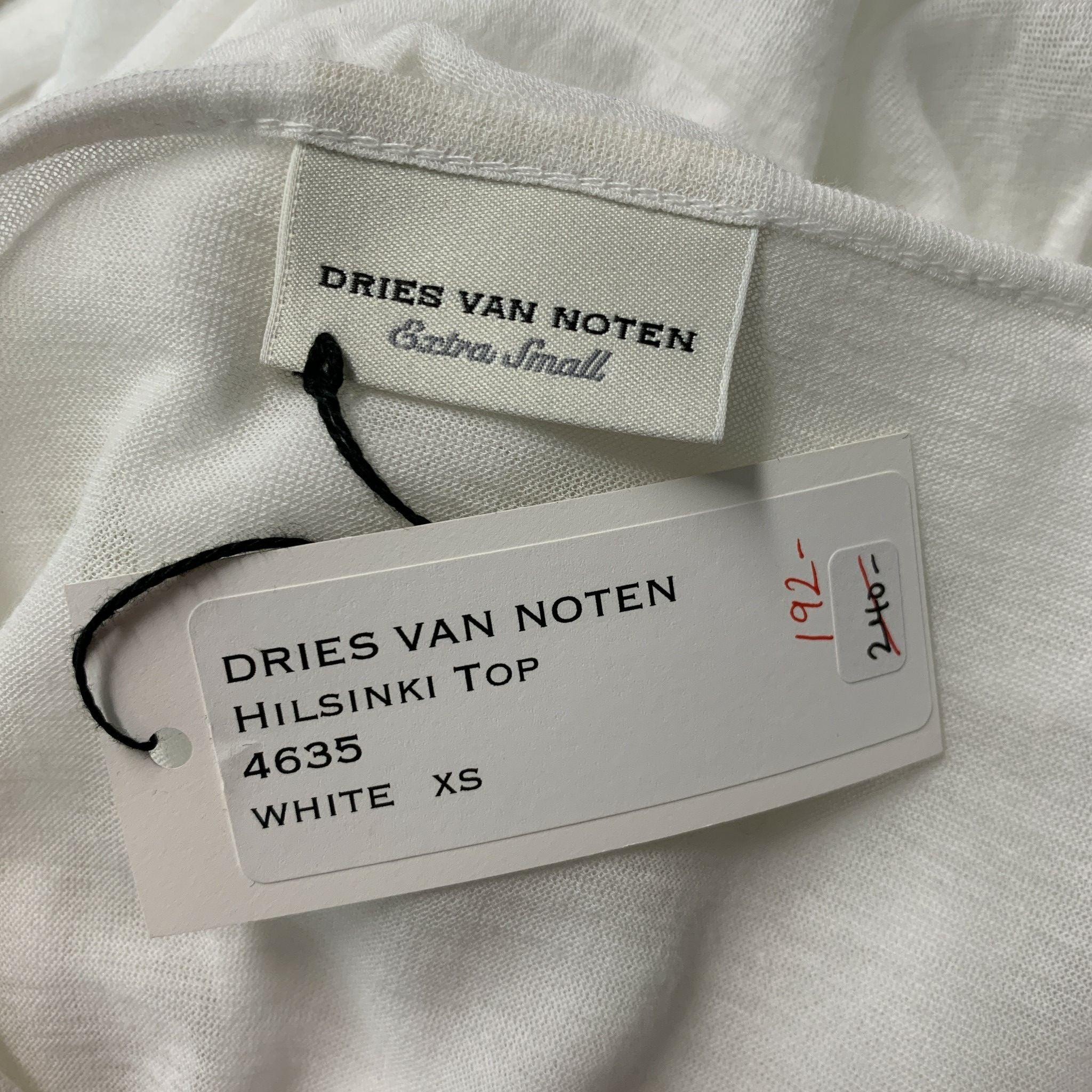 Women's DRIES VAN NOTEN Size XS White Cotton Ruffled Oversized Casual Top