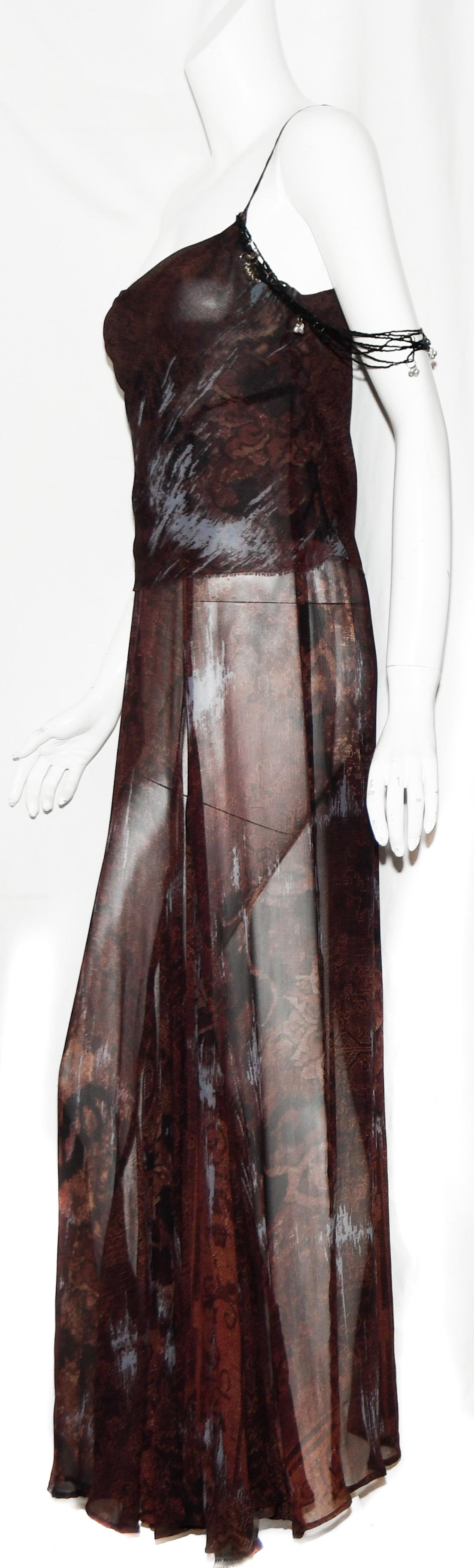 Black Dries Van Noten Sleeveless Long Evening Dress w/Multi Beaded Straps 40 EU
