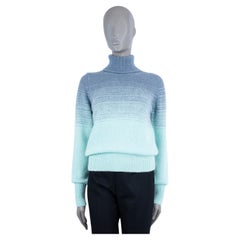 DRIES VAN NOTEN blu fumo e acqua GRADIENT ALPACA TARAZ TURTLENECK Maglione XS
