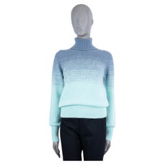 DRIES VAN NOTEN smokey blue to aqua GRADIENT ALPACA TARAZ TURTLENECK Sweater XS