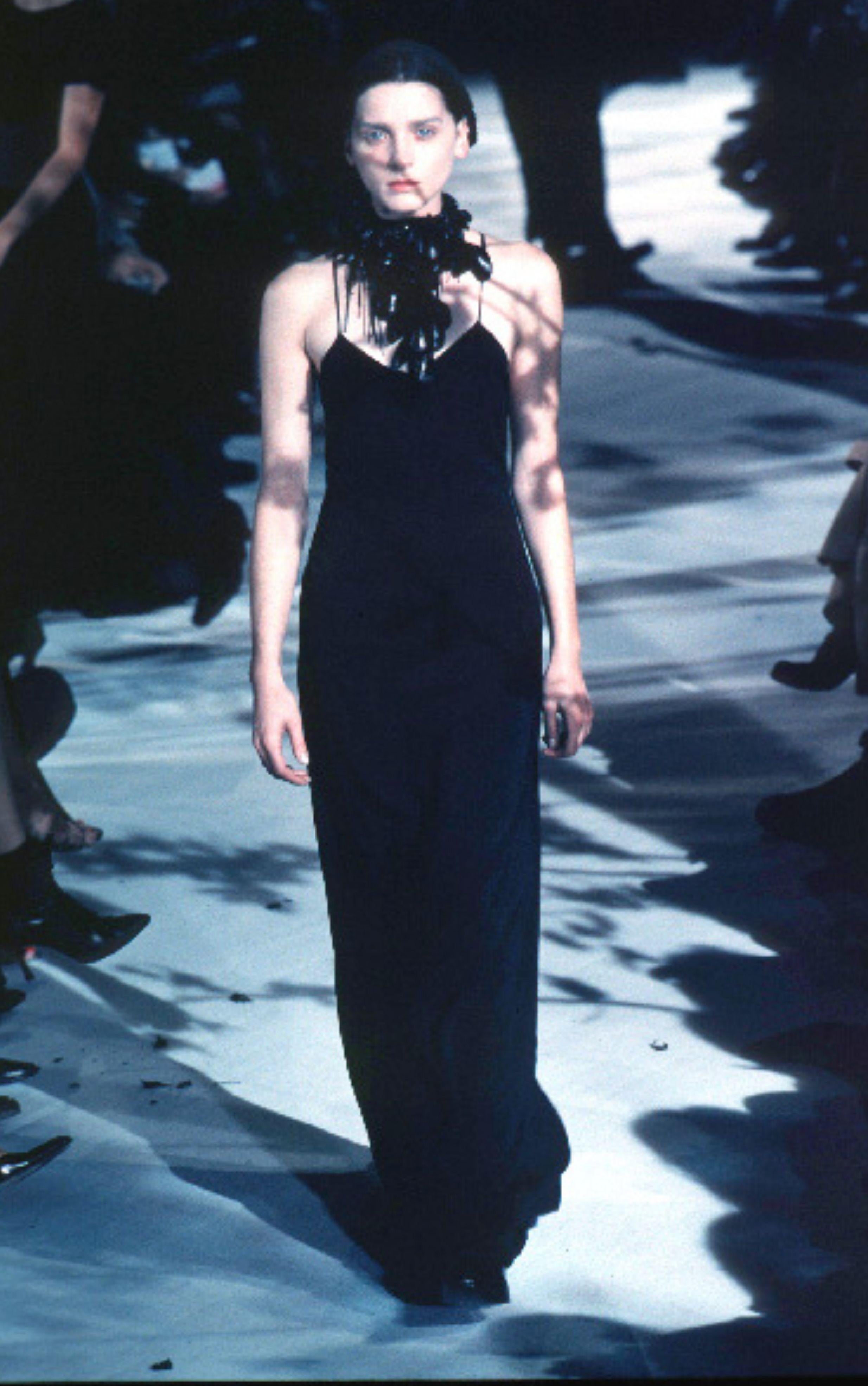 Dries Van Noten Spring 1999 Runway Black Silk Bustle Dress In Excellent Condition For Sale In Hertfordshire, GB