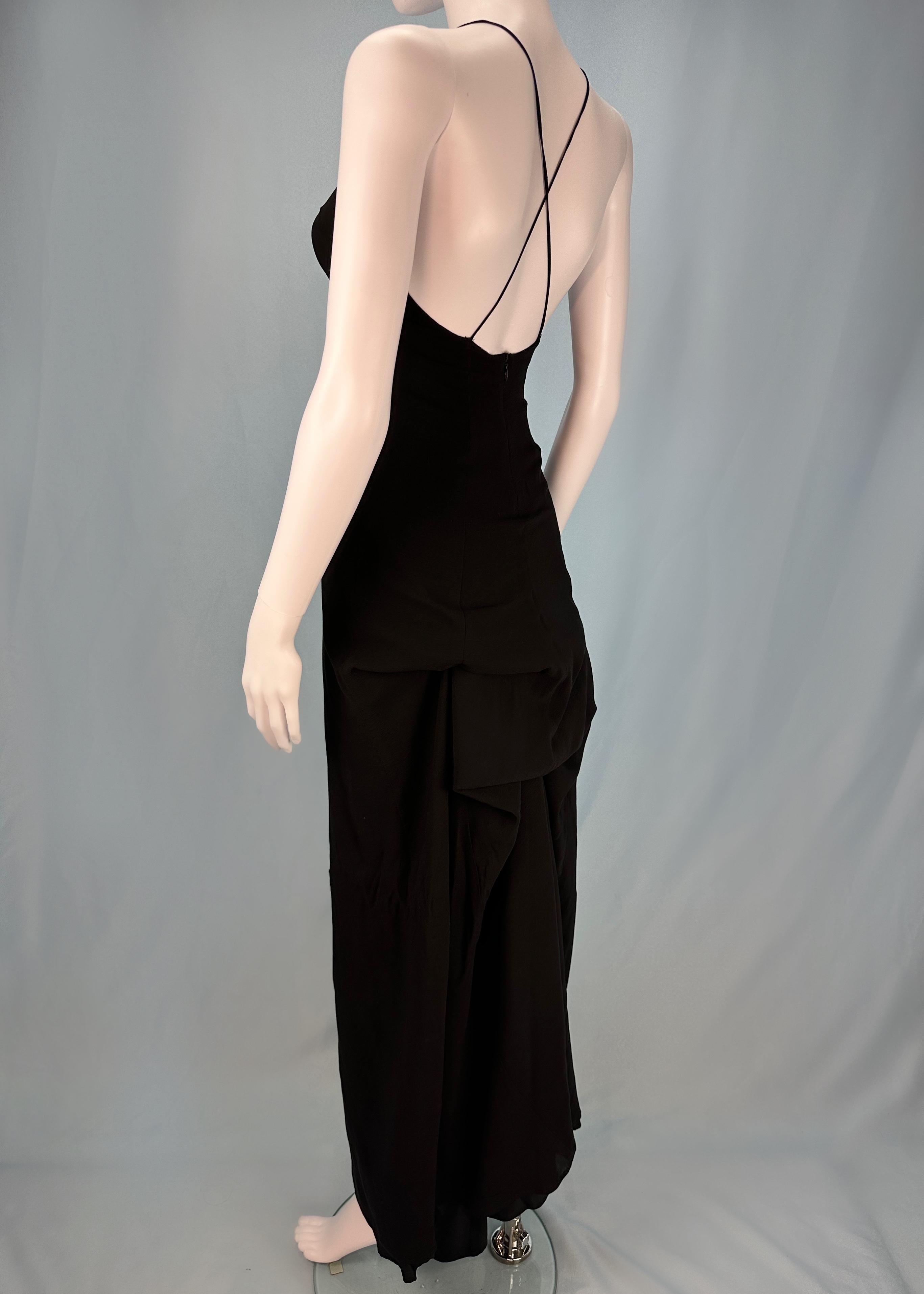 Dries Van Noten Spring 1999 Runway Black Silk Bustle Dress For Sale 1
