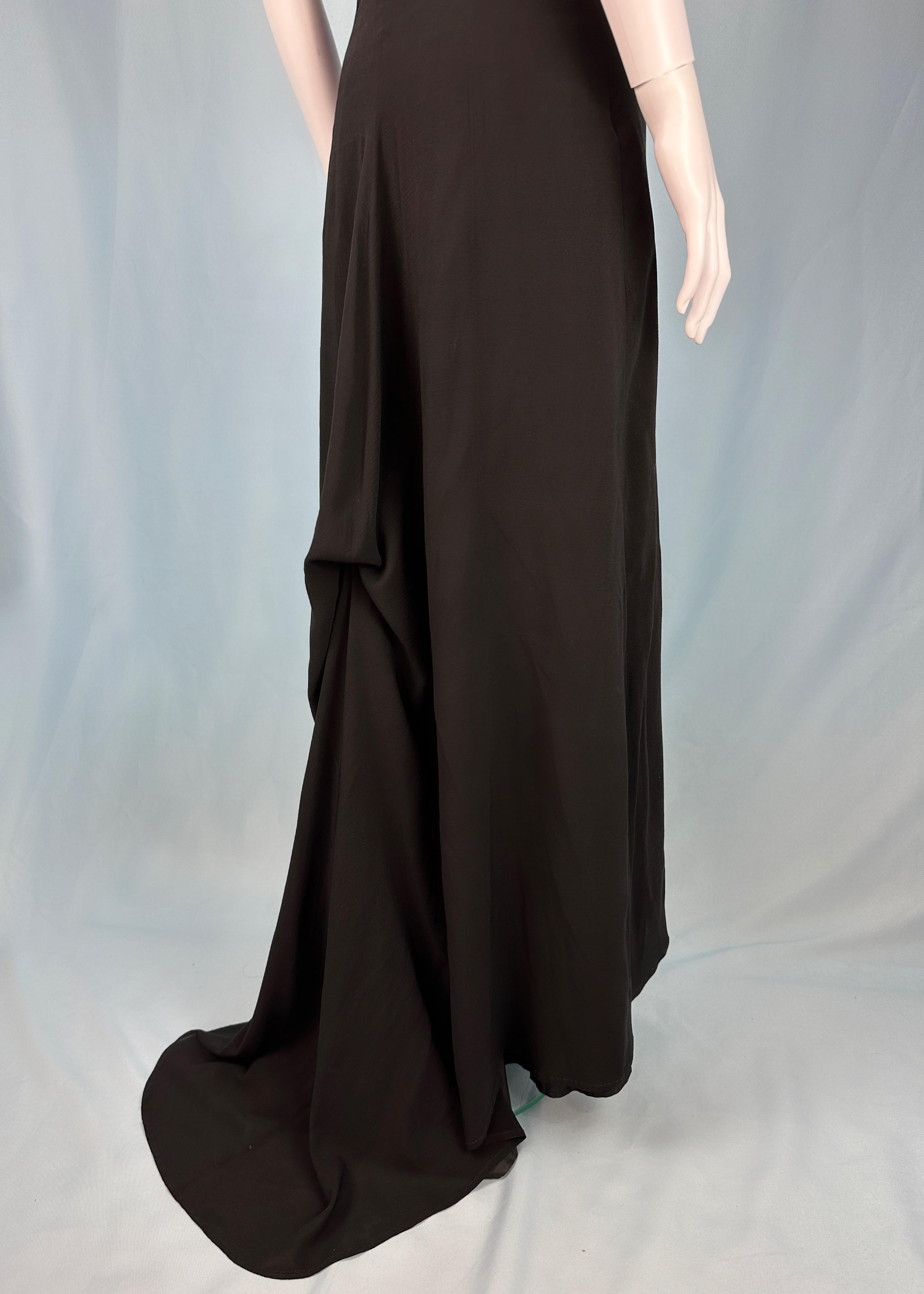 Dries Van Noten Spring 1999 Runway Black Silk Bustle Dress For Sale 2