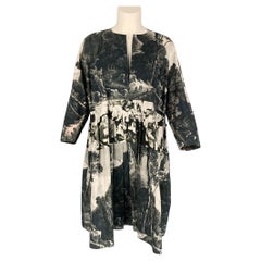 DRIES VAN NOTEN Spring 2012 Size S Charcoal White Tapestry Cotton Dress