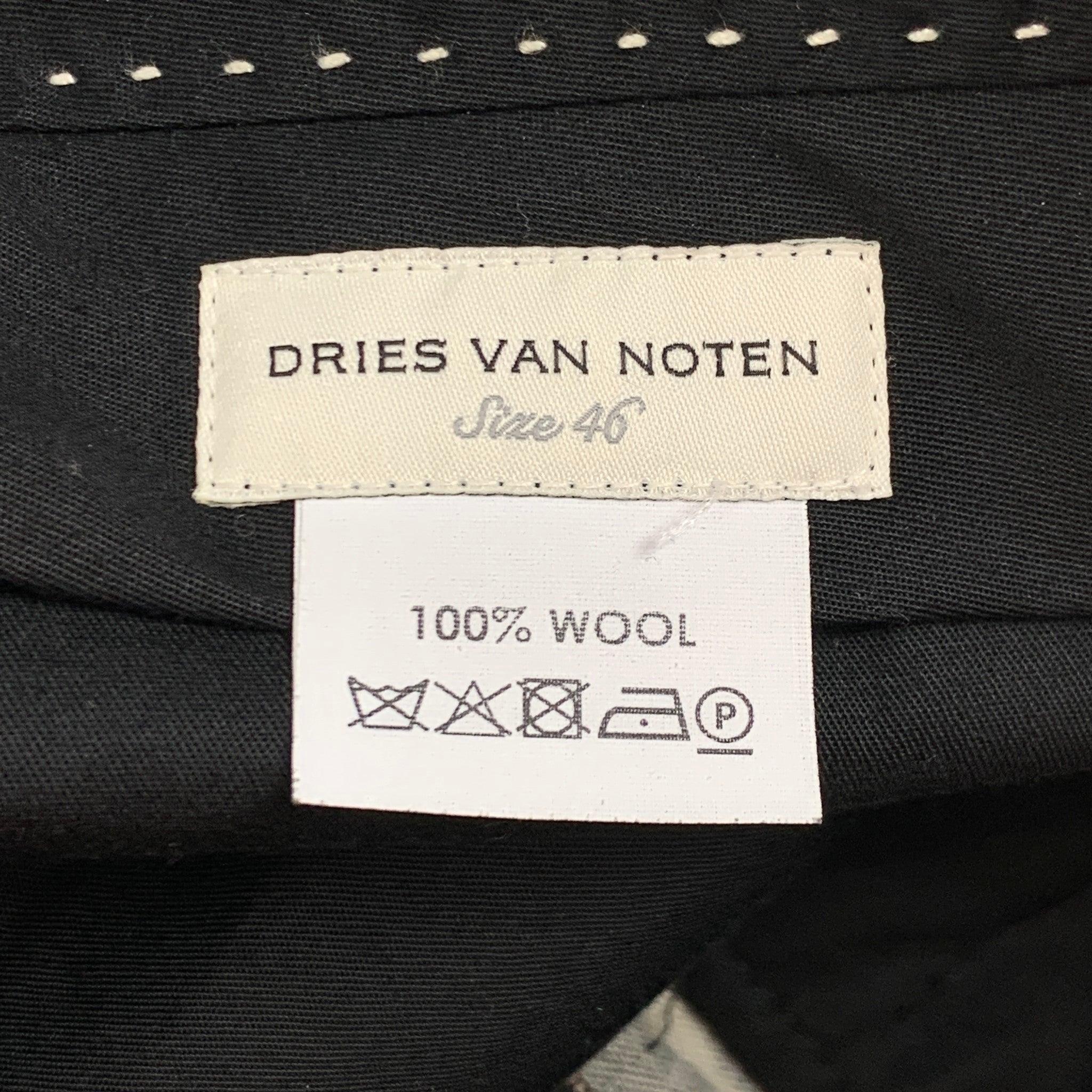 Men's DRIES VAN NOTEN SS 20 Size 30 Black Tan Animal Print Wool Zip Fly Dress Pants For Sale