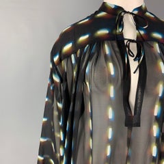 DRIES VAN NOTEN SS 21 Größe 8 Schwarzes mehrfarbiges Tunikakleid mit Seidendruck und mehrfarbigem Druck