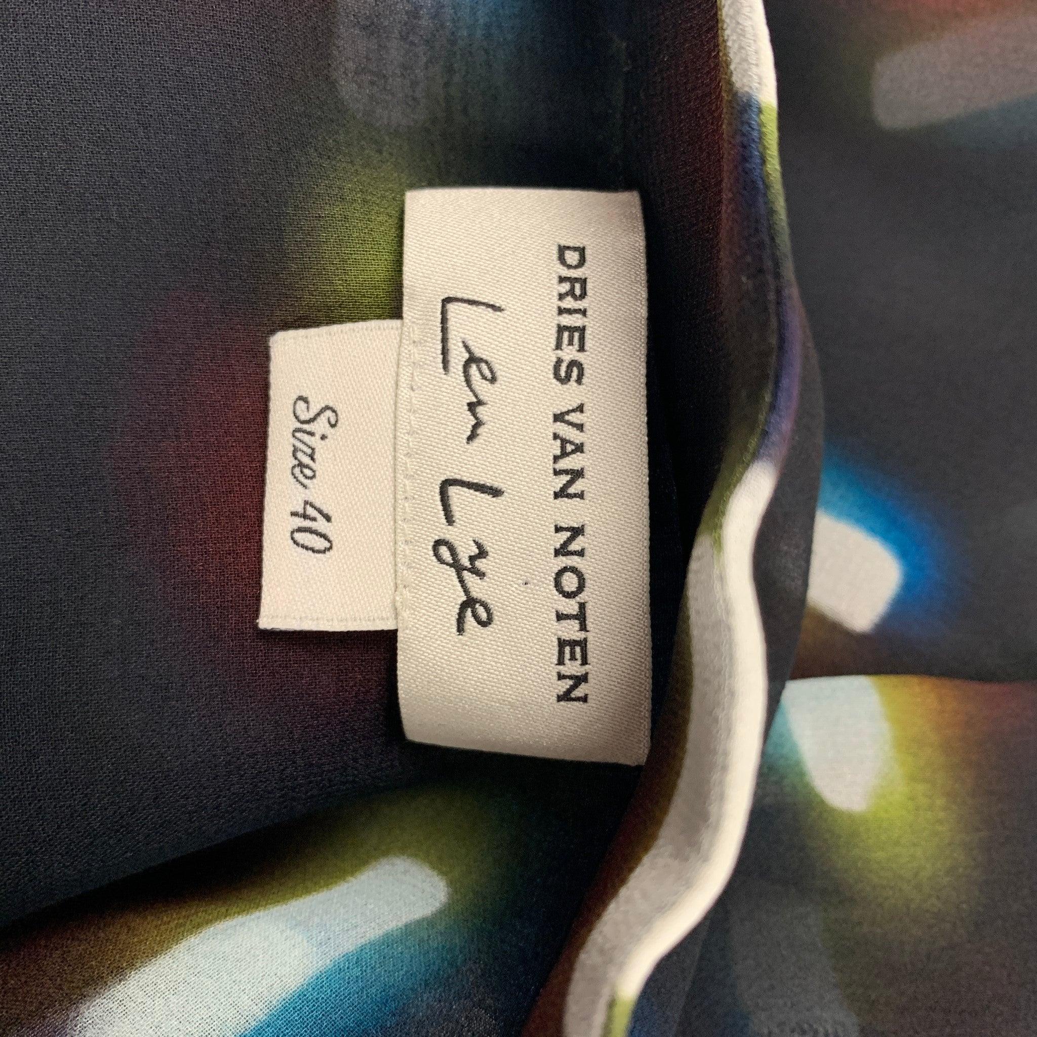 Robe tunique noire imprimée en soie multicolore Robe VAN NOTEN SS 21 Taille 8 en vente 2