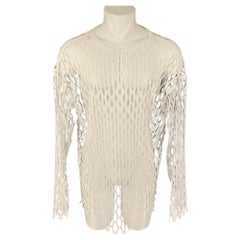 DRIES VAN NOTEN SS 21 Size S White Mesh Cotton Long Sleeve Pullover