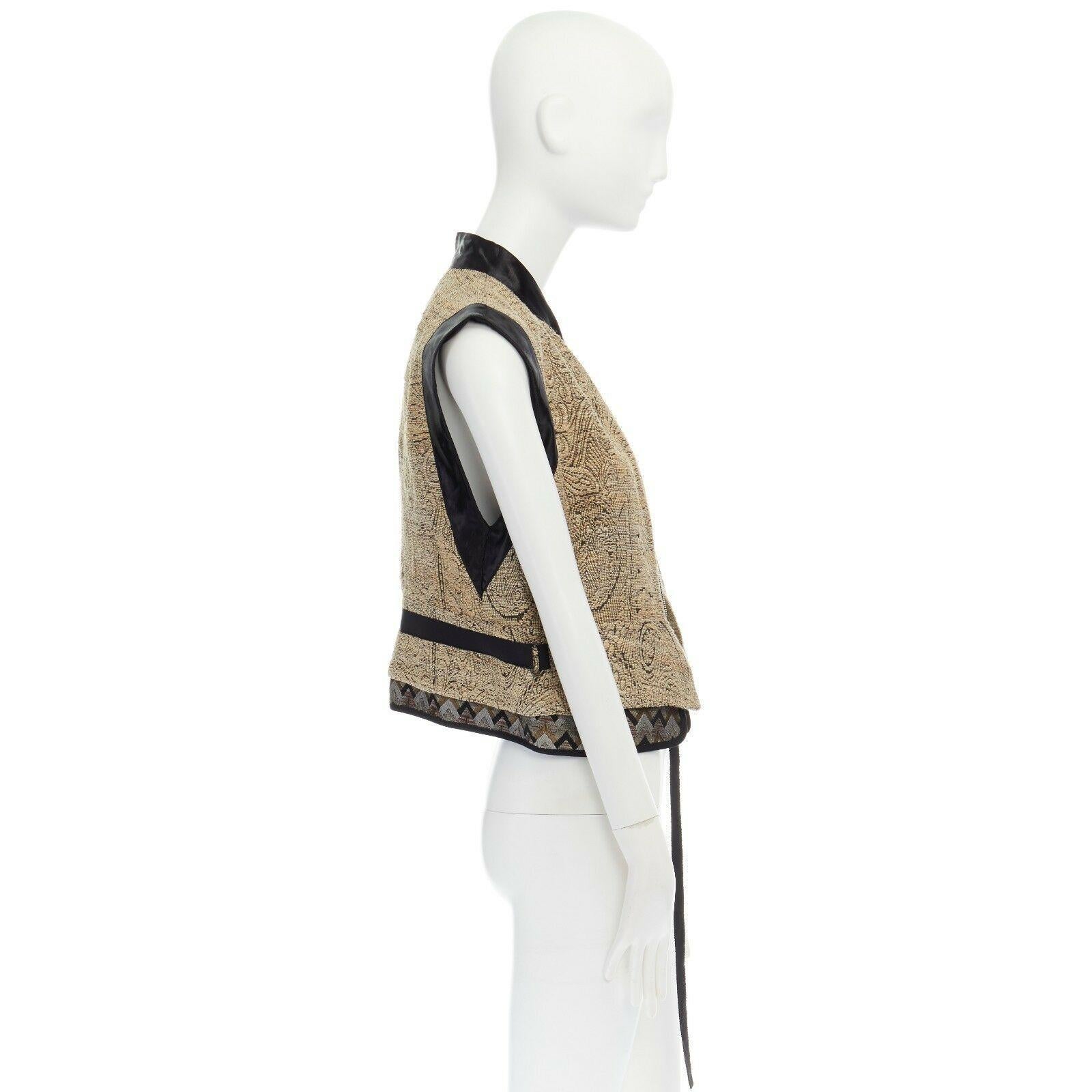 DRIES VAN NOTEN SS15 gold ethnic embroidered brocade harness vest top FR36 S In Excellent Condition In Hong Kong, NT