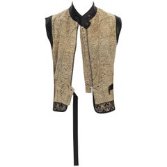 DRIES VAN NOTEN SS15 gold ethnic embroidered brocade harness vest top FR36 S