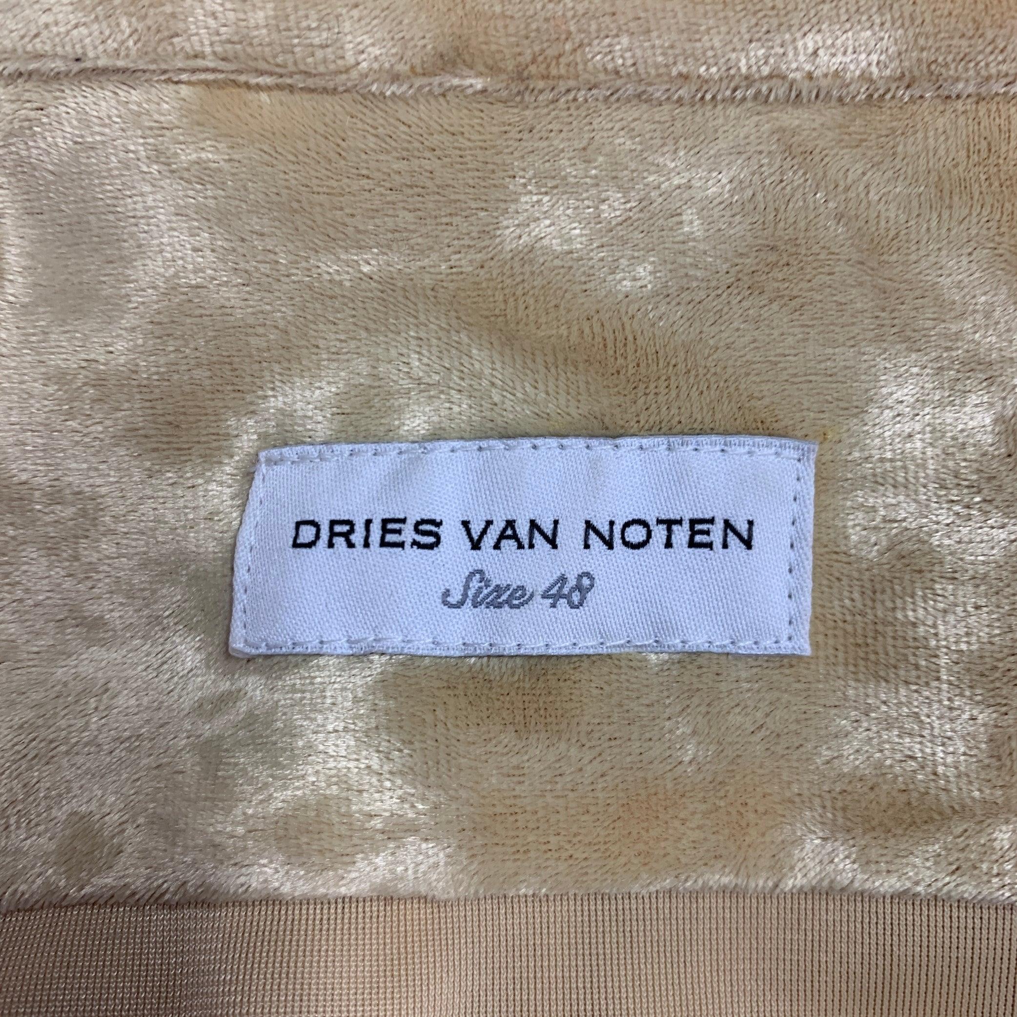 Men's DRIES VAN NOTEN SS2020 Size 38 Yellow Velvet Polyester Blend Long Sleeve Shirt