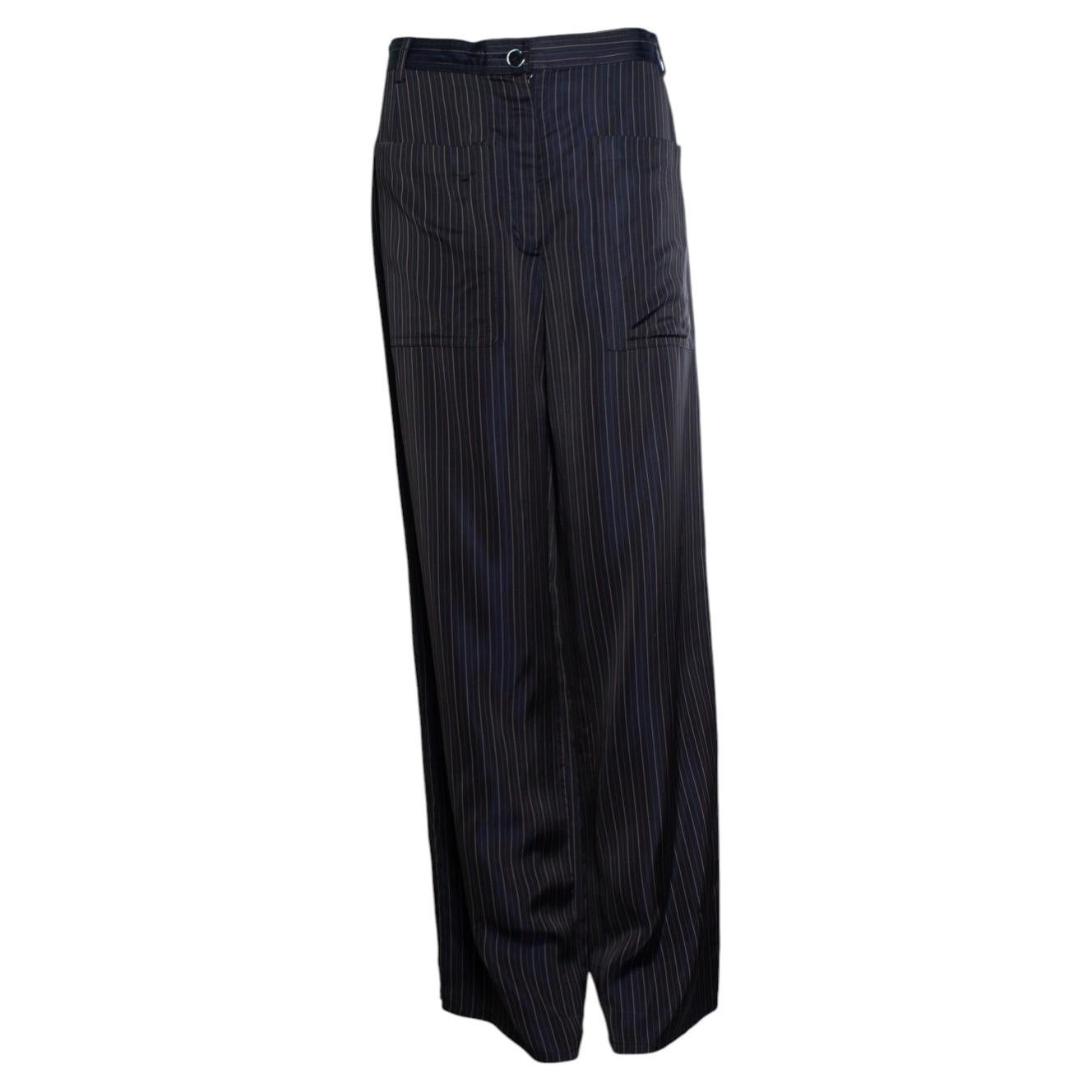 Dries van Noten, pantalón brillante de pernera ancha a rayas