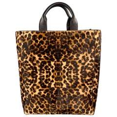 DRIES VAN NOTEN Tan Black Animal Print Pony Hair Tote Bag