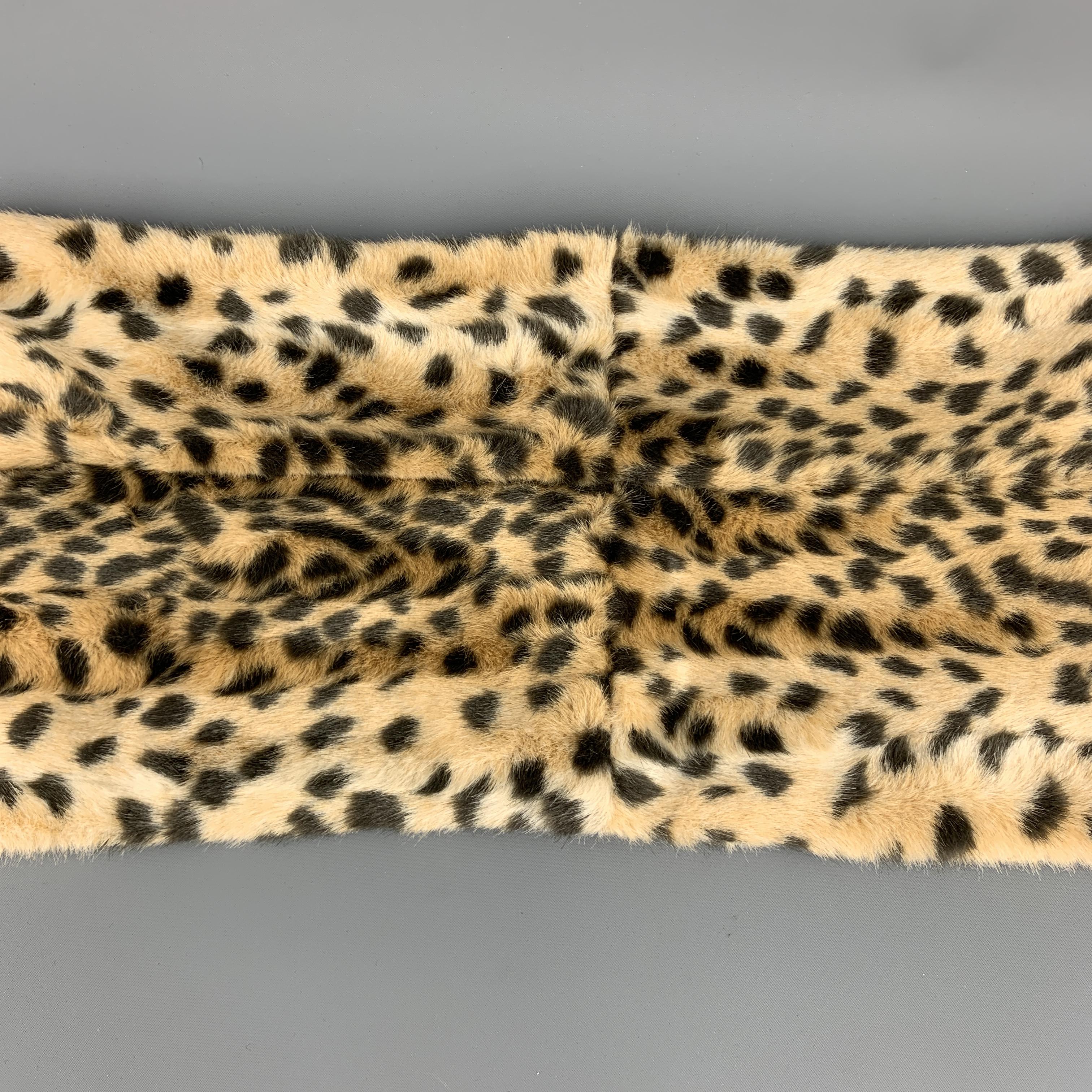 leopard print fur scarf