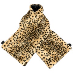 DRIES VAN NOTEN Tan Cheetah Print Faux Fur Scarf