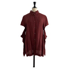 Dries Van Noten Terracotta Linen Shirt with Sleeve Cutout 1990s