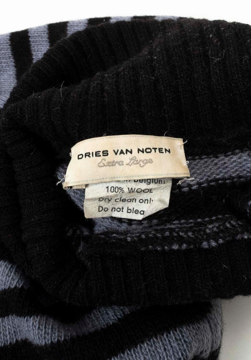 Dries Van Noten Turtle Neck Men Striped Sweater Size XL, S579 For Sale 2