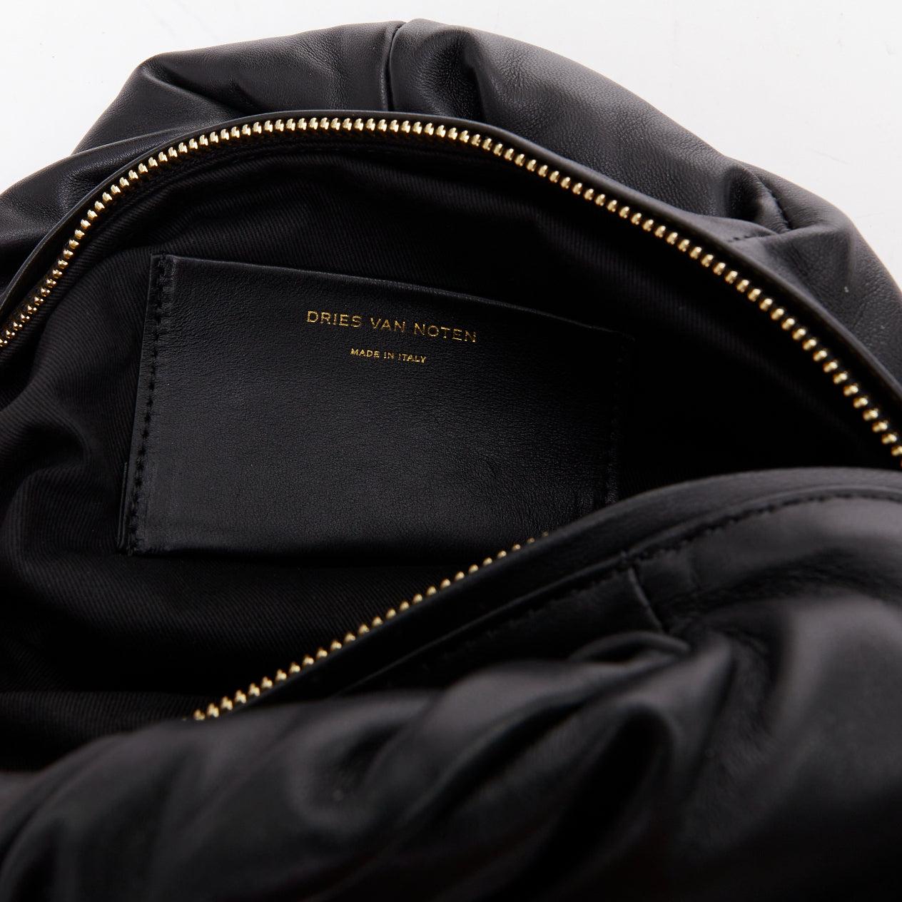 DRIES VAN NOTEN Twisted Handle black soft leather top handle bag For Sale 6