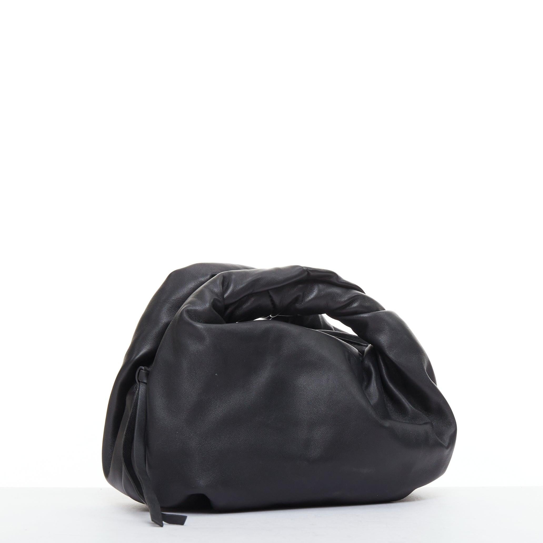 Black DRIES VAN NOTEN Twisted Handle black soft leather top handle bag For Sale