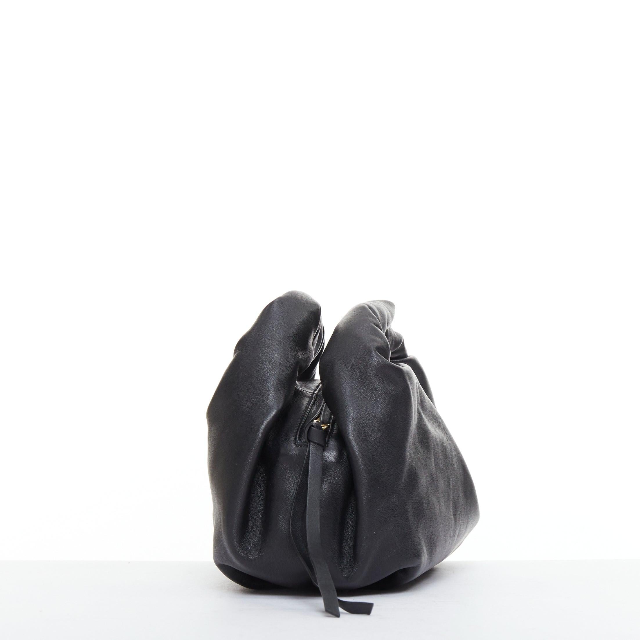 DRIES VAN NOTEN Twisted Handle black soft leather top handle bag In Excellent Condition For Sale In Hong Kong, NT