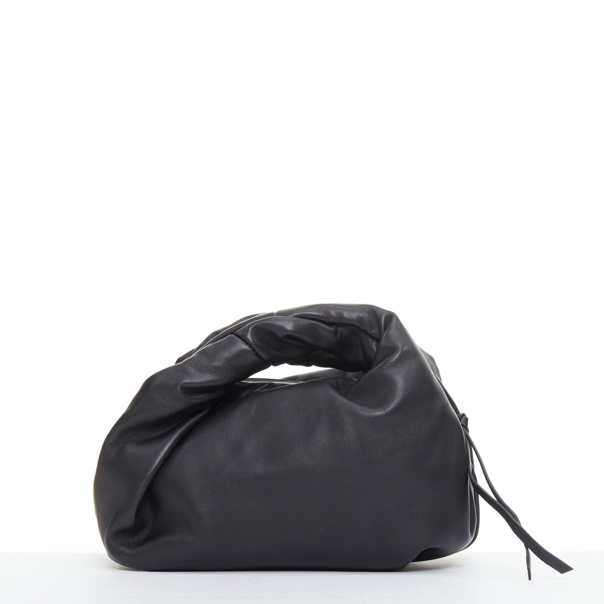 Women's DRIES VAN NOTEN Twisted Handle black soft leather top handle bag For Sale