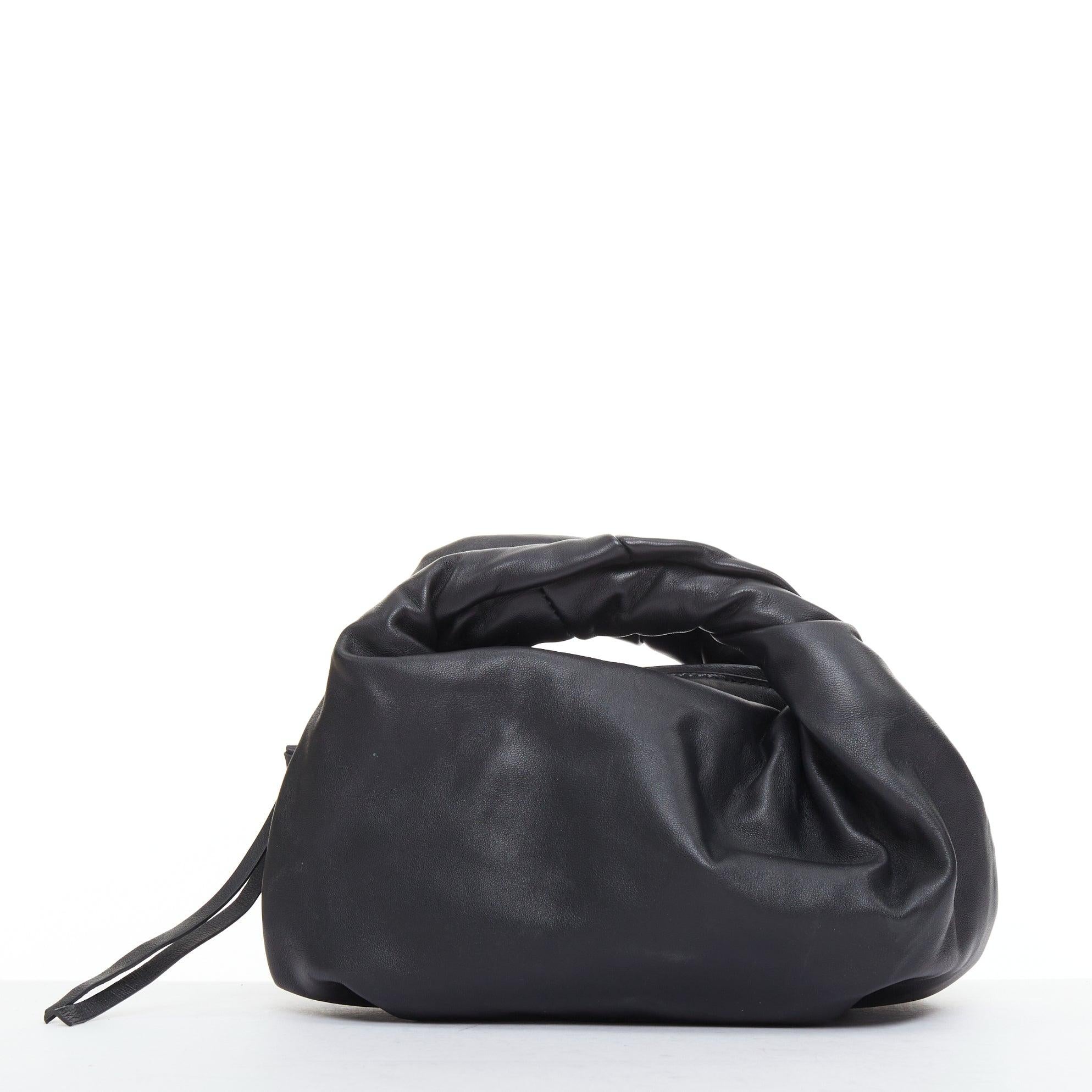 DRIES VAN NOTEN Twisted Handle black soft leather top handle bag For Sale