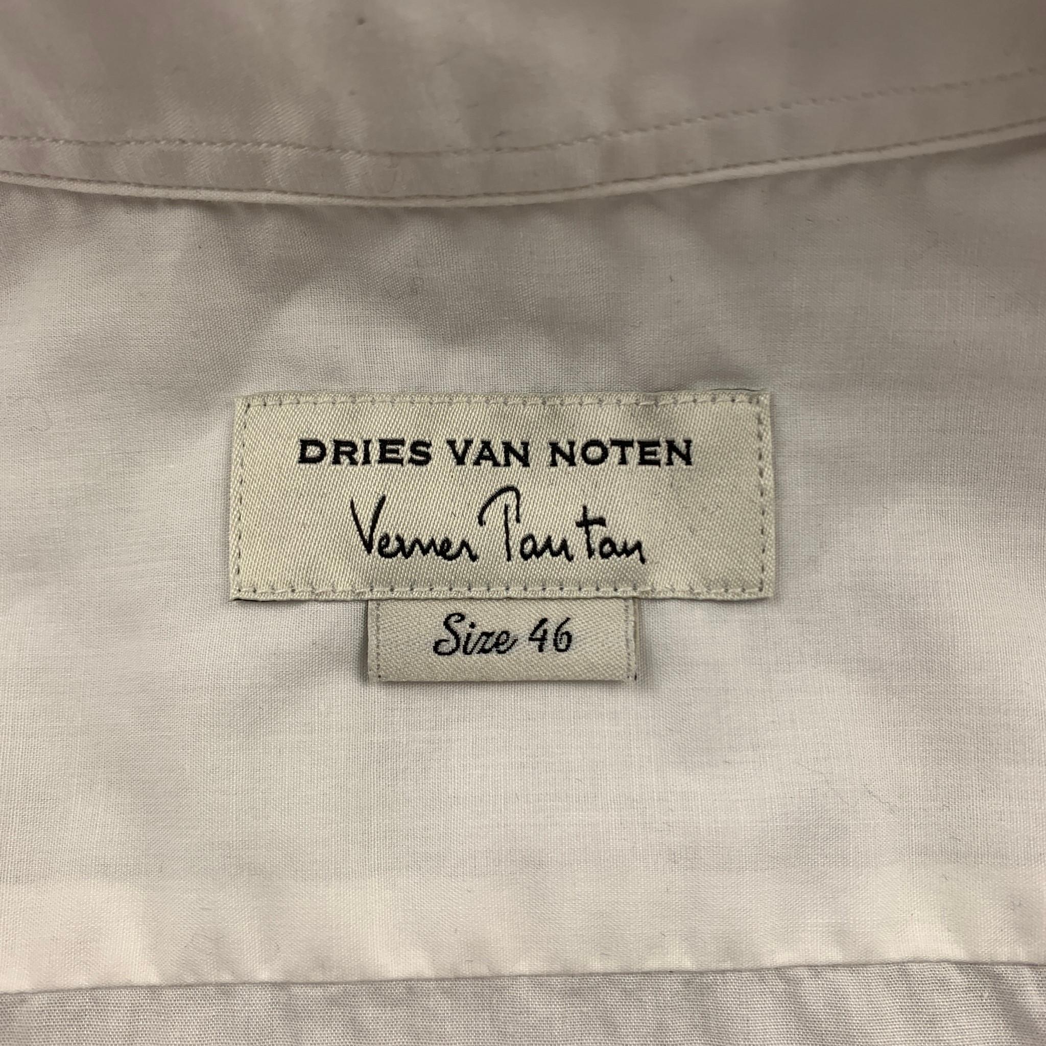 DRIES VAN NOTEN Verner Panton S/S 19 Größe M Weiß & Blau Hand Print Baumwollhemd im Zustand „Hervorragend“ in San Francisco, CA