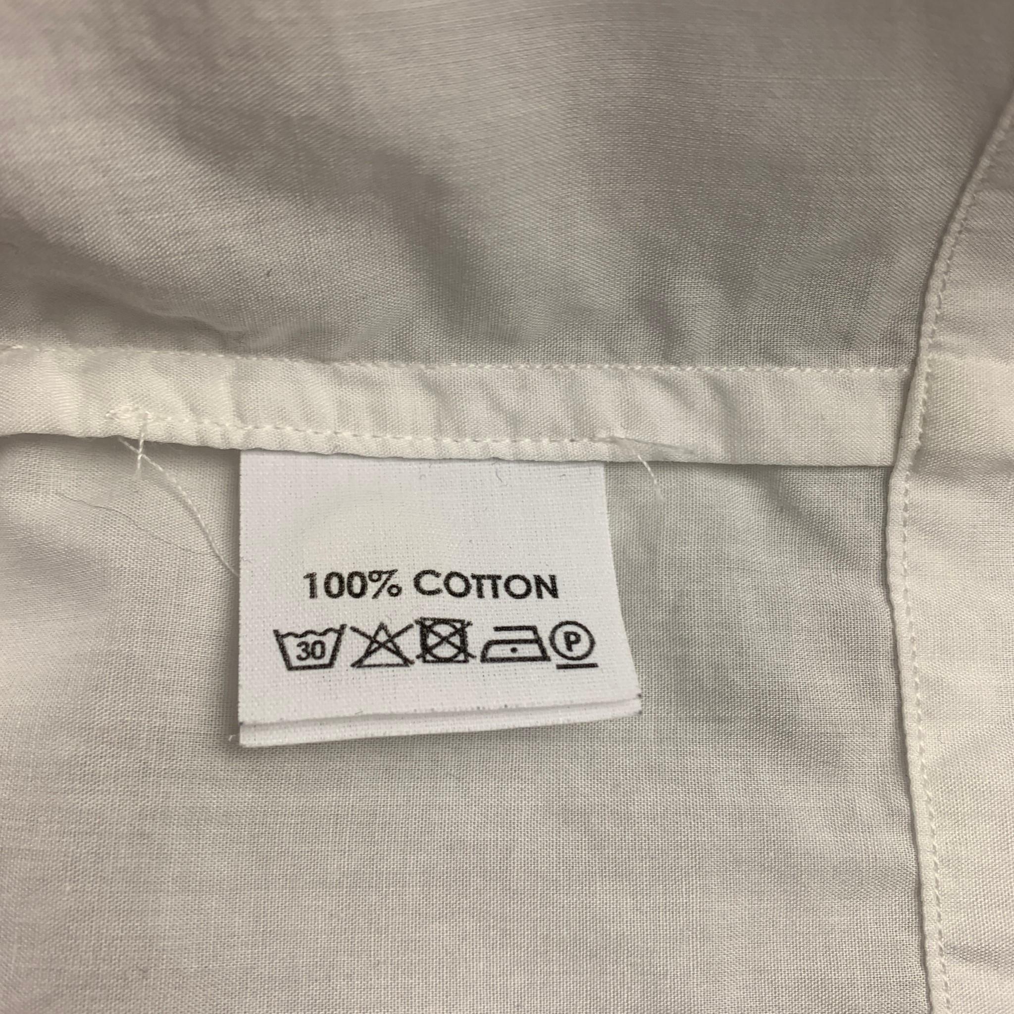 DRIES VAN NOTEN Verner Panton S/S 19 Größe M Weiß & Blau Hand Print Baumwollhemd Herren