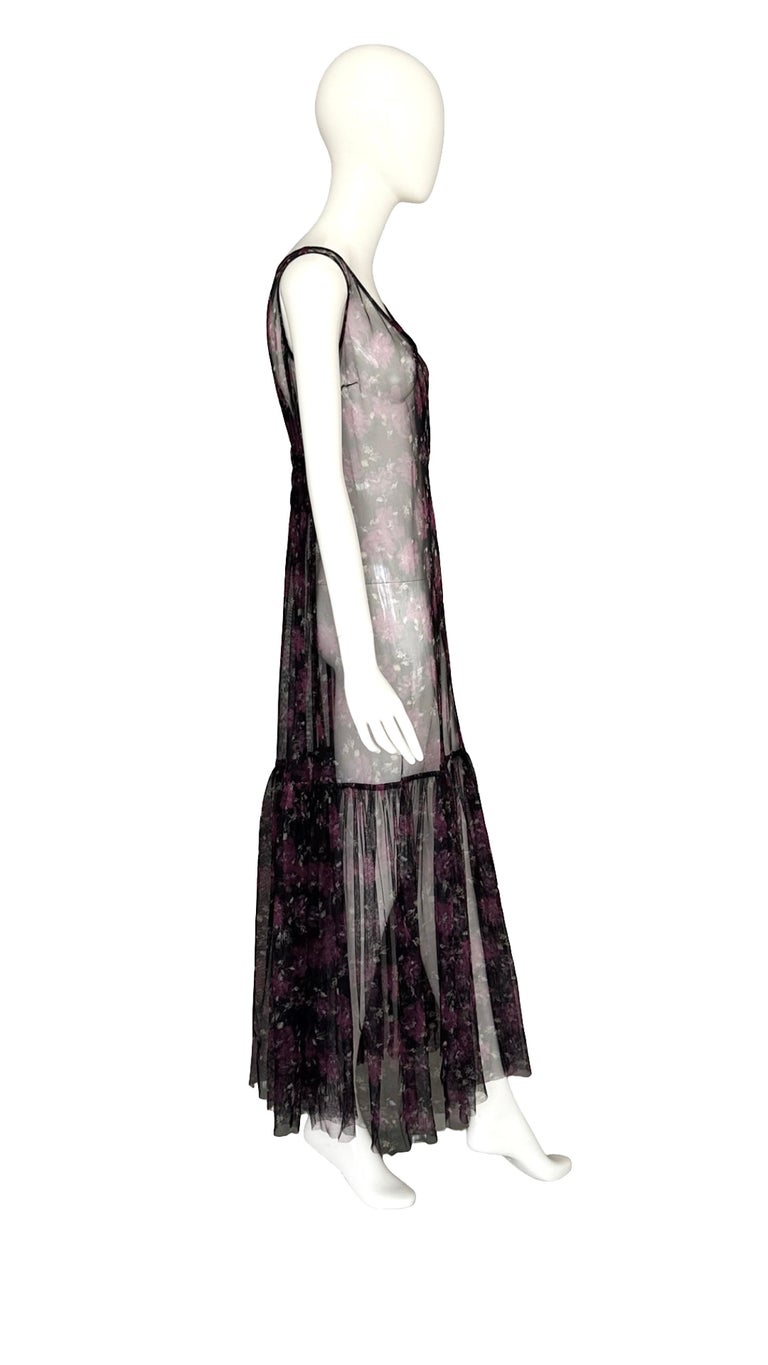 Dries van Noten Vintage 90s Two Piece Dress Set Mesh Overlay and Bias Cut  Slip at 1stDibs