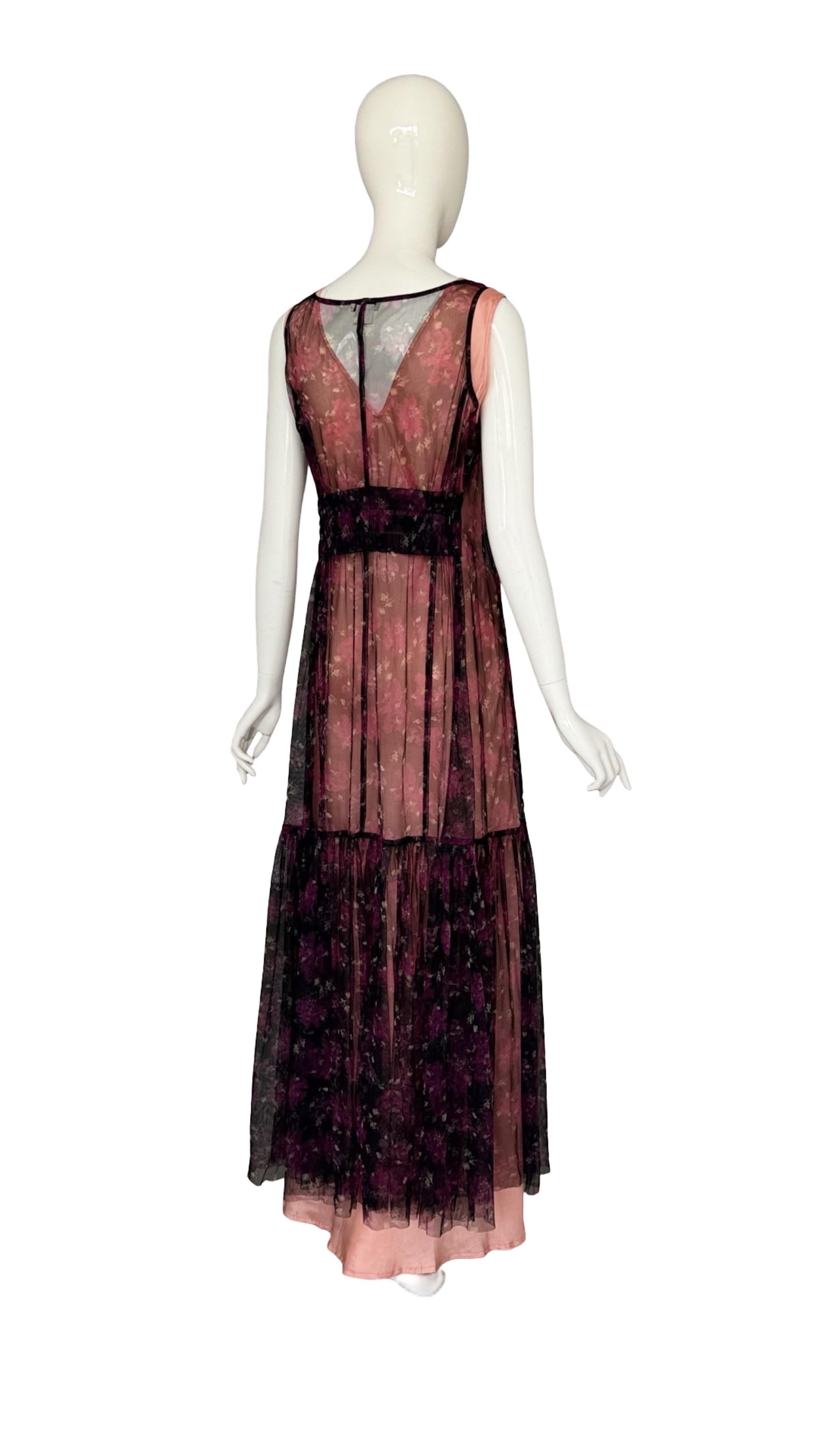 Dries van Noten Vintage 90s Two Piece Dress Set Mesh Overlay & Bias Cut Slip 10