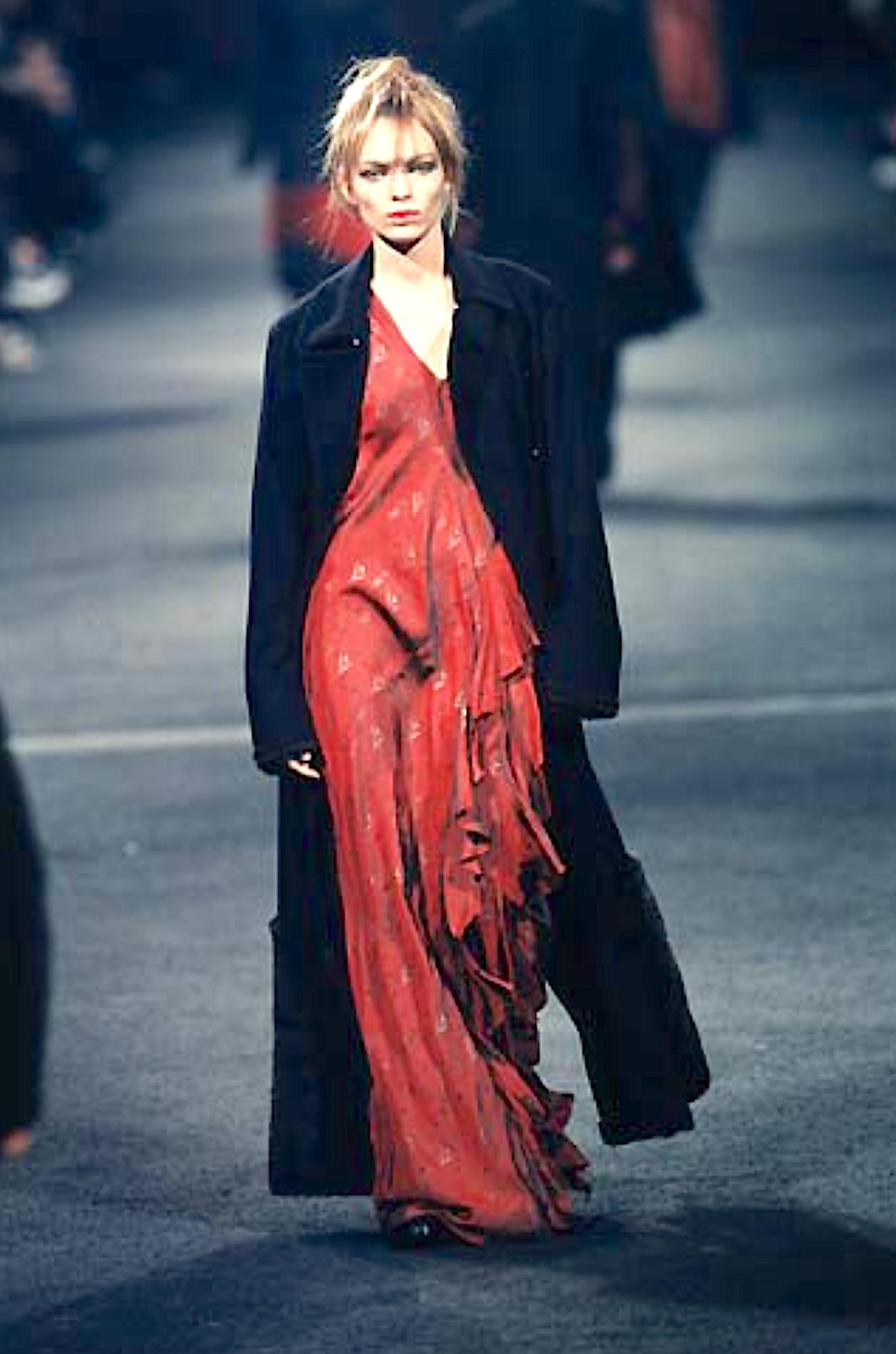 Dries van Noten Fall Winter 1998 Bias Cut Ruffled Flower Print Slip-On Dress For Sale 10