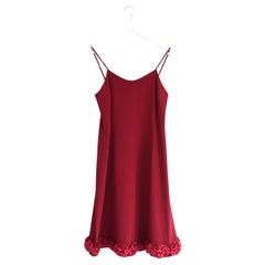 Dries Van Noten Vintage Automne 1999 Rouge Rose Rosette Trim Dress