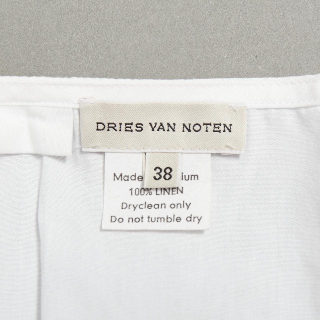 DRIES VAN NOTEN Vintage linen red floral beaded print midi tent dress FR38 M For Sale 3