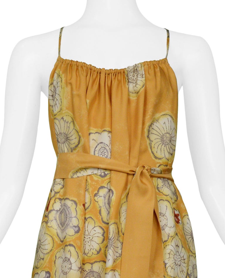 Dries Van Noten Vintage Mustard Yellow Floral Slip Dress For Sale at ...