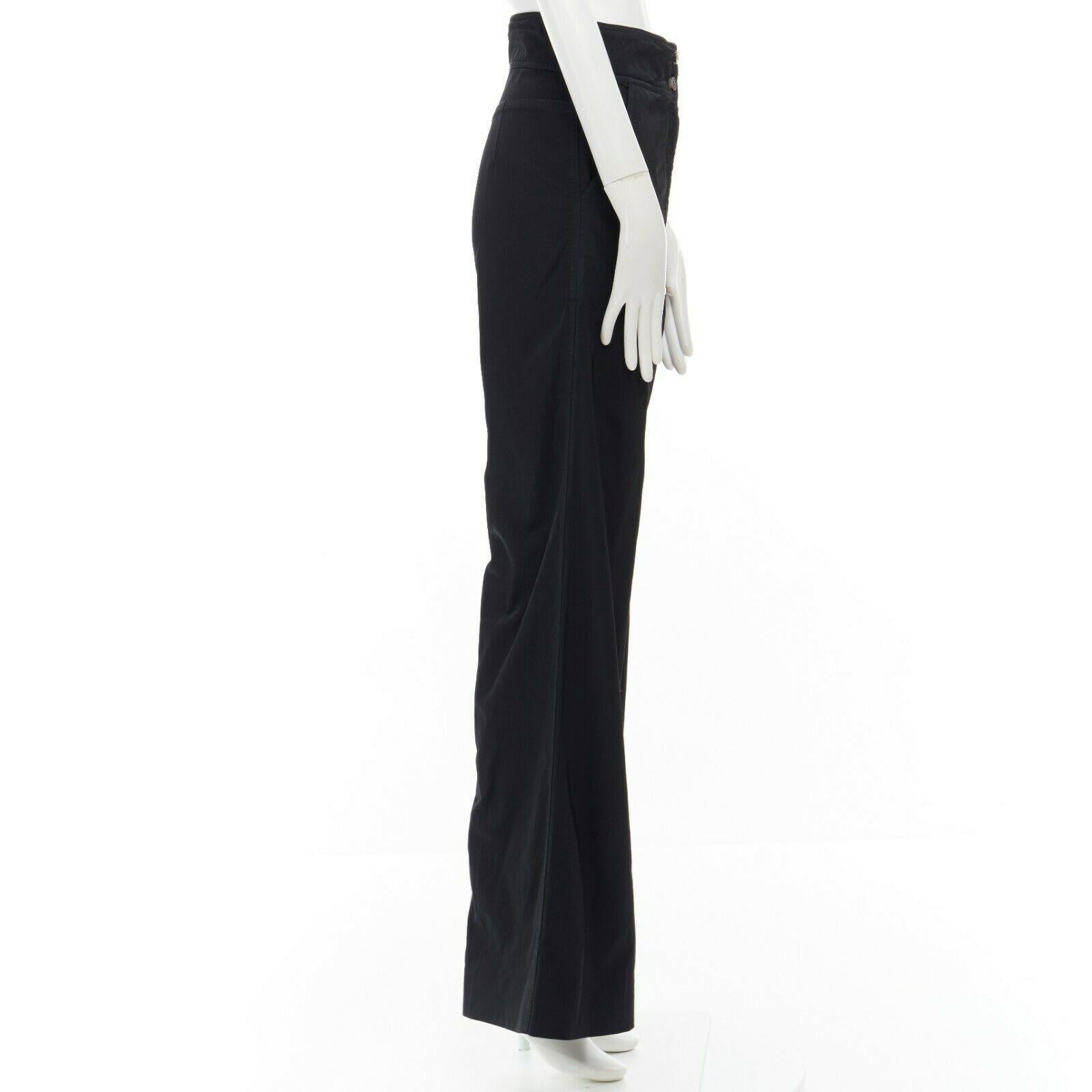 DRIES VAN NOTEN washed black rayon cototn blend high waisted wide leg pants FR36 In Excellent Condition In Hong Kong, NT
